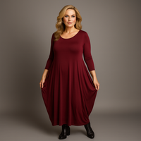 Long Sleeve Calf Length Dress