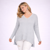 Scoop Hem Soft Fluffy V Neck Long Jumper
