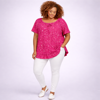 Floral Elastic Neck Short Sleeve Top