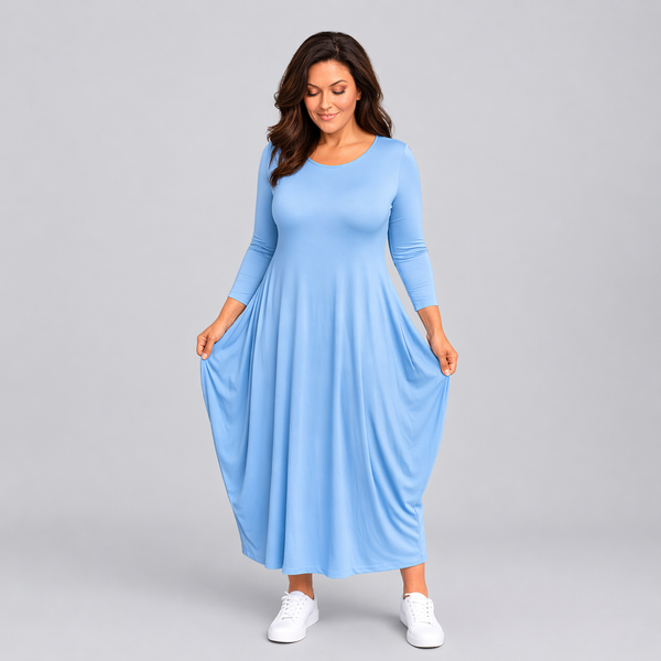 Long Sleeve Calf Length Dress