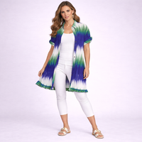 Zig Zag Print Frilled Edge Pleated Long Length Oversized Blouse / Shirt
