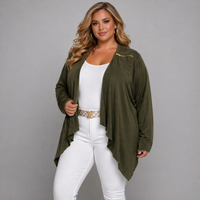 Suedette Waterfall Jacket with Feature Zip Shoulders