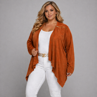 Suedette Waterfall Jacket with Feature Zip Shoulders