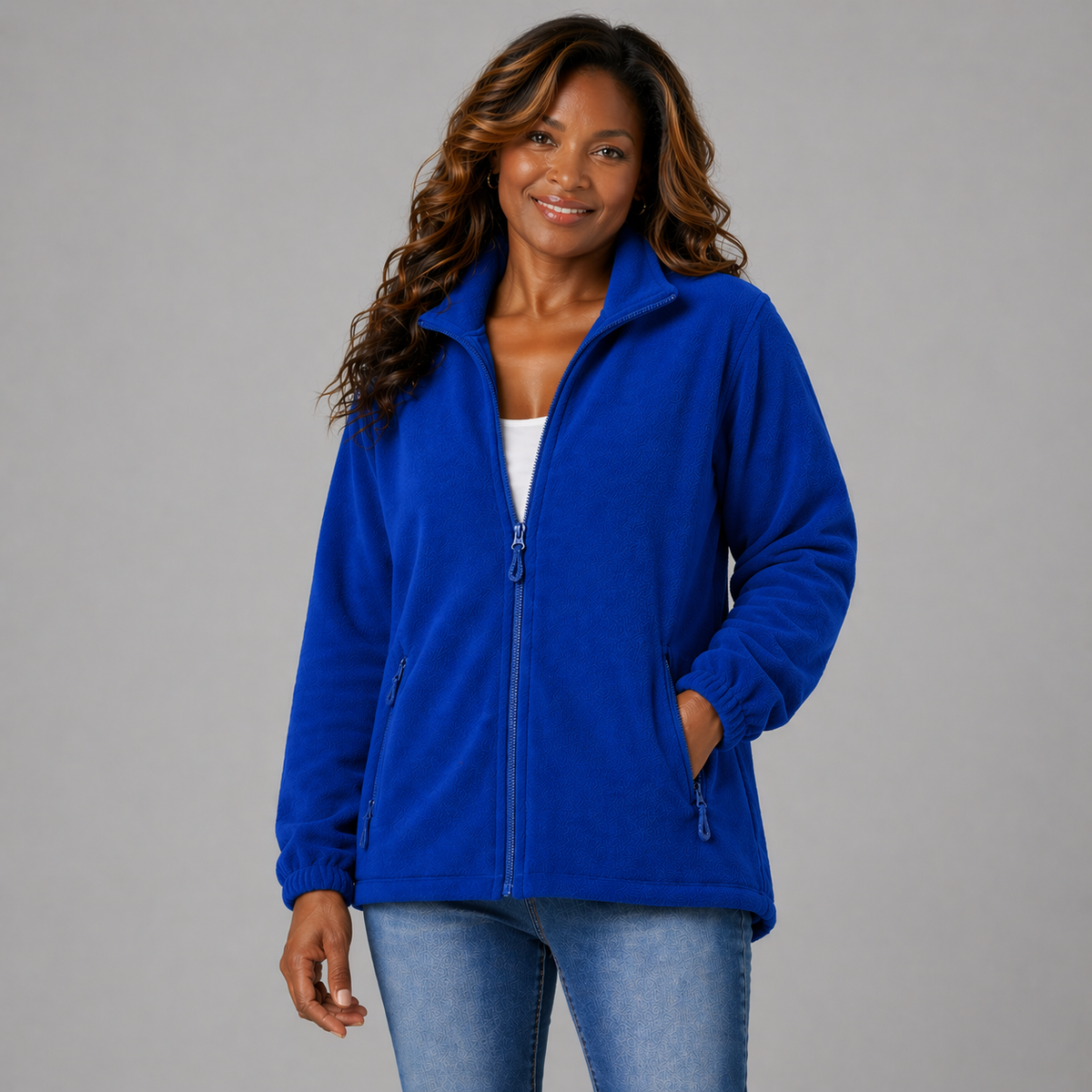 Zip Up Fleece Jacket with Zip Pockets