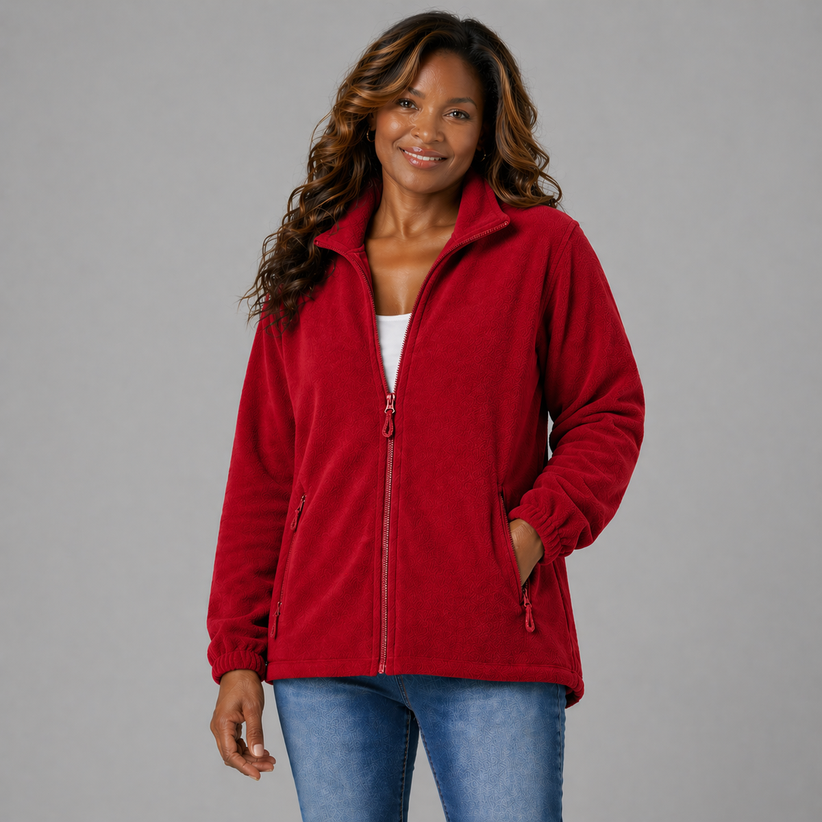 Zip Up Fleece Jacket with Zip Pockets