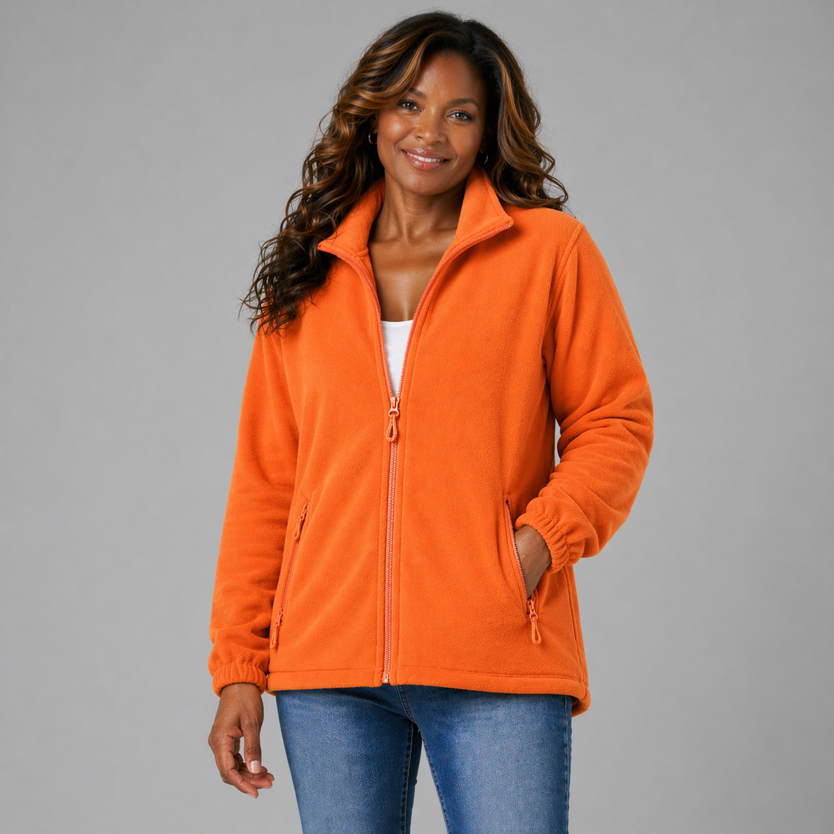 Zip Up Fleece Jacket with Zip Pockets