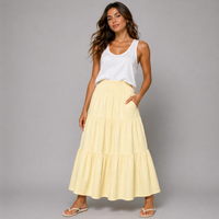 Smocked Elastic Waist layered Maxi Skirt