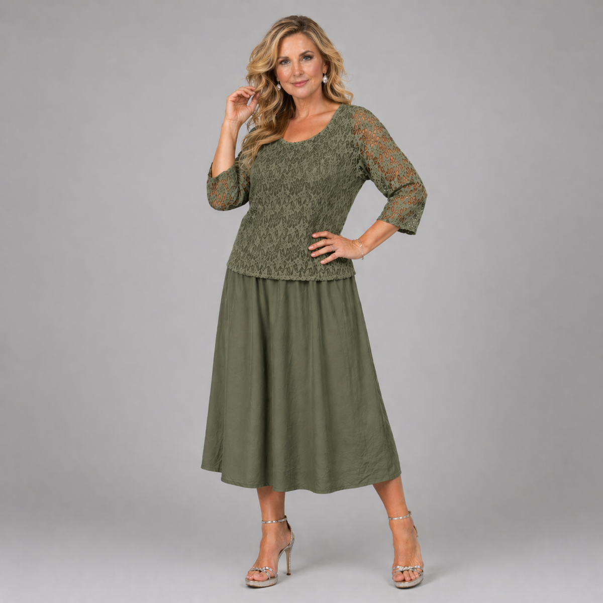 Star Lace Overlay A-line Dress