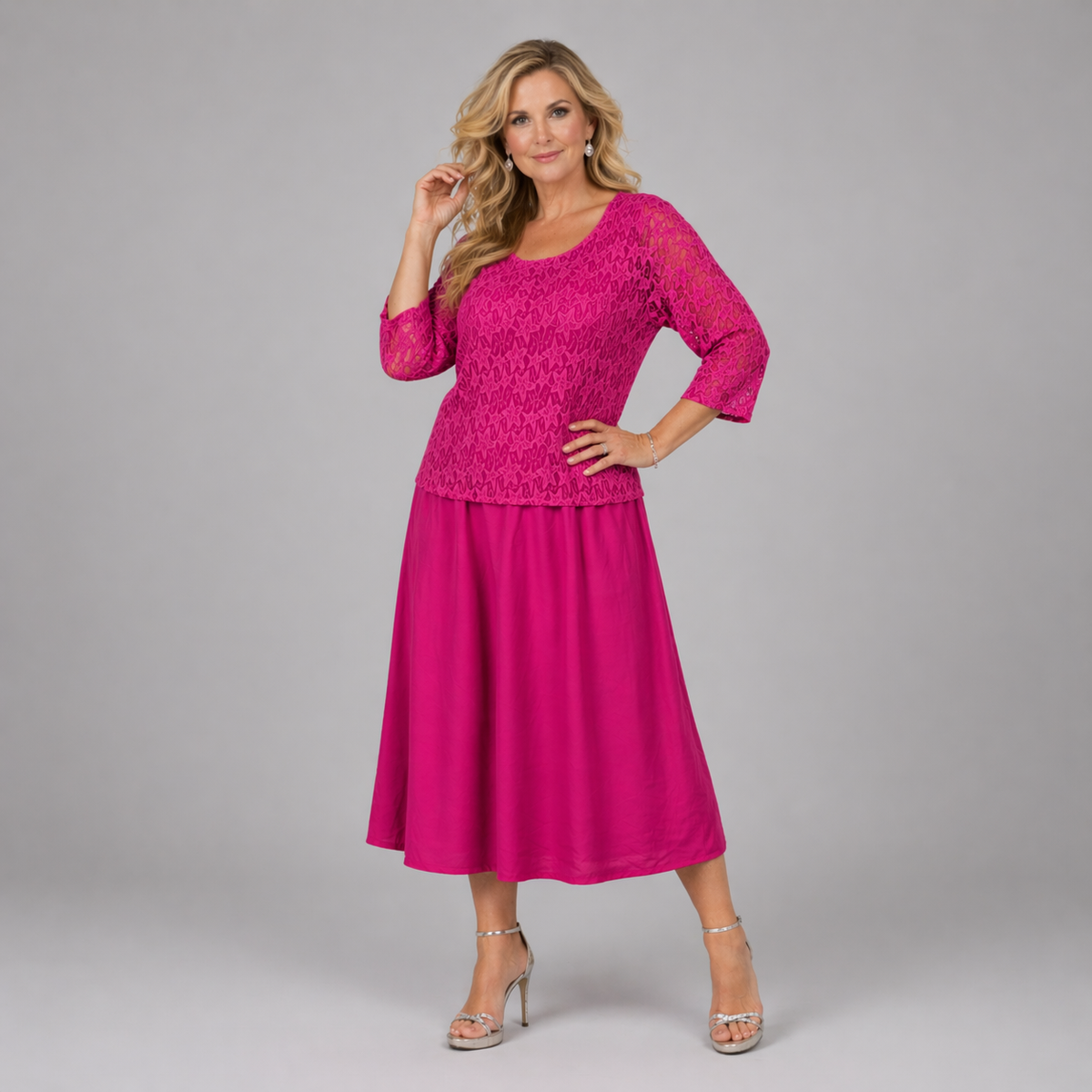 Star Lace Overlay A-line Dress