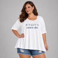 3/4 Button Sleeve Summer Vibes Swing Top