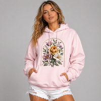 Premium Oversized Cotton Knitted Flower Print Hoodie