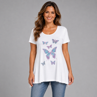 Flared Hem Studded Butterflies Long Top