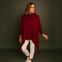 Polo Neck Oversized Jumper with Tassle Detail