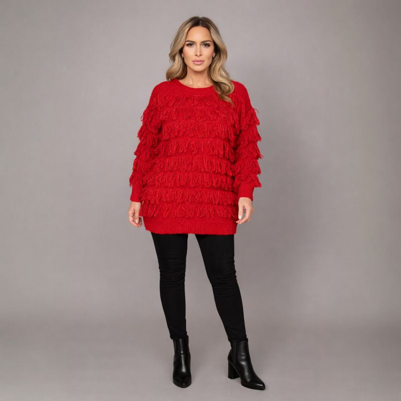 Tassel Covered Long Length Jumper