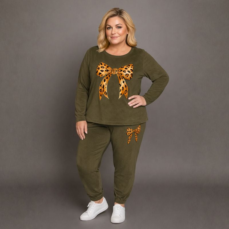 Velour Tracksuit with Bow Print