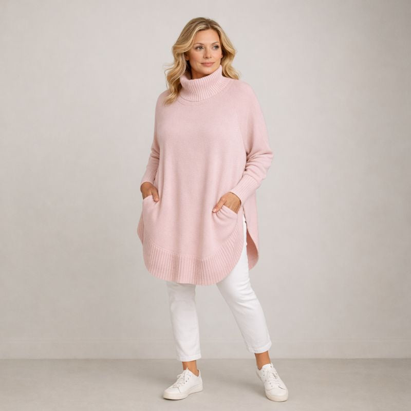 Super Soft Polo Neck Jumper with Pockets