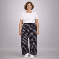 Polka Dot Elastic Waist Palazzo Trousers