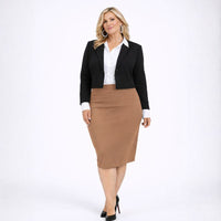 Plain Elastic Waist Fitted Pencil Skirt