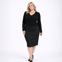 Plain Elastic Waist Fitted Pencil Skirt