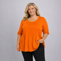 3/4 Button Sleeve Sleeve Swing Top