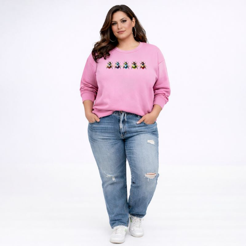 Cotton Sweatshirt with 5 Multi Coloured Bees