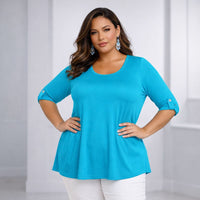 3/4 Button Sleeve Sleeve Swing Top