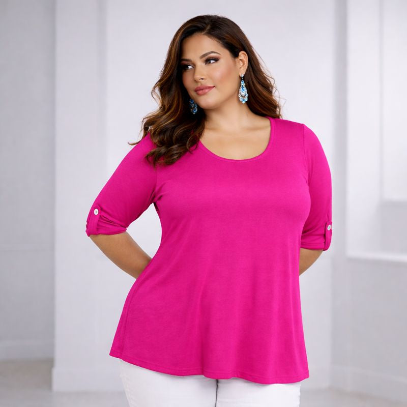 3/4 Button Sleeve Sleeve Swing Top