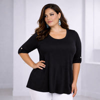 3/4 Button Sleeve Sleeve Swing Top