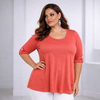 3/4 Button Sleeve Sleeve Swing Top