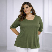 3/4 Button Sleeve Sleeve Swing Top