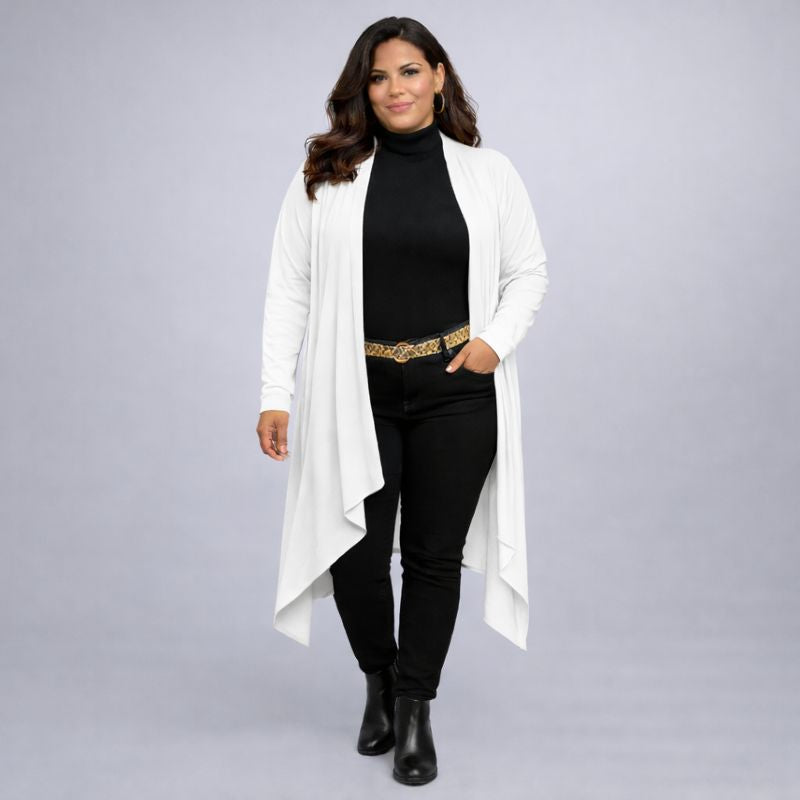 Long Hanky Hem Waterfall Cardigan