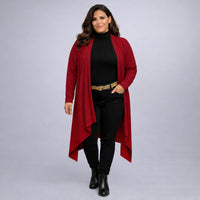 Long Hanky Hem Waterfall Cardigan