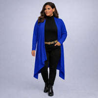 Long Hanky Hem Waterfall Cardigan