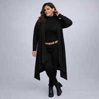 Long Hanky Hem Waterfall Cardigan