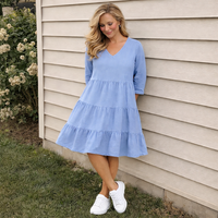 V-Neck Soft Stretchy Layered Dress