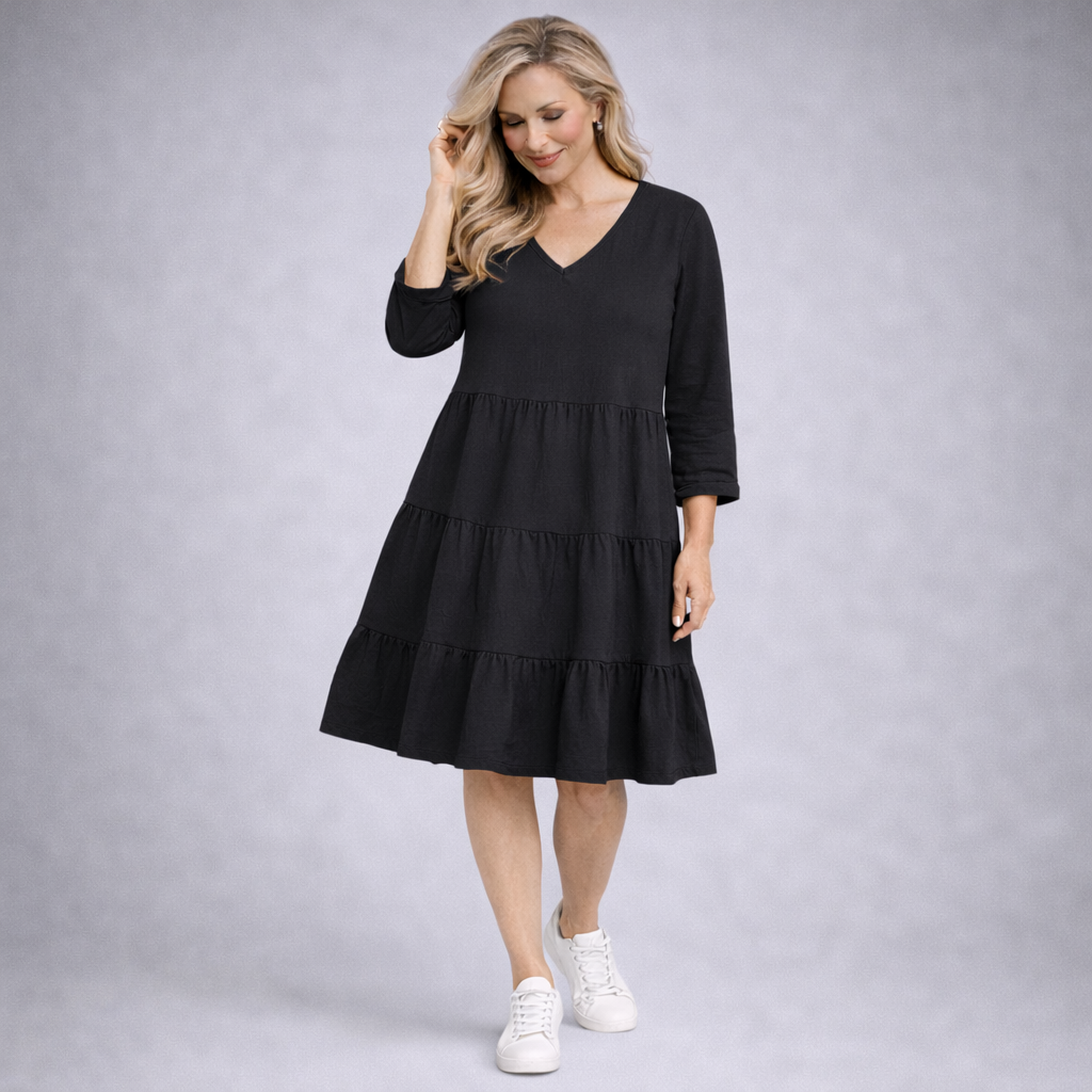 V-Neck Soft Stretchy Layered Dress