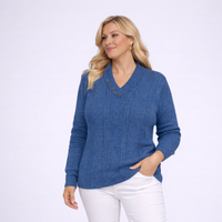 Button V Neck Cable Knit Jumper