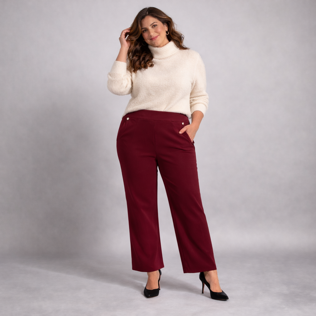 Wide Leg Trousers with Feature Button Pockets