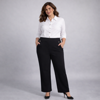 Wide Leg Trousers with Feature Button Pockets