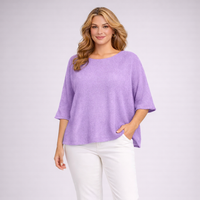 Soft Knit 1/2 Sleeve Slash Neck Jumper