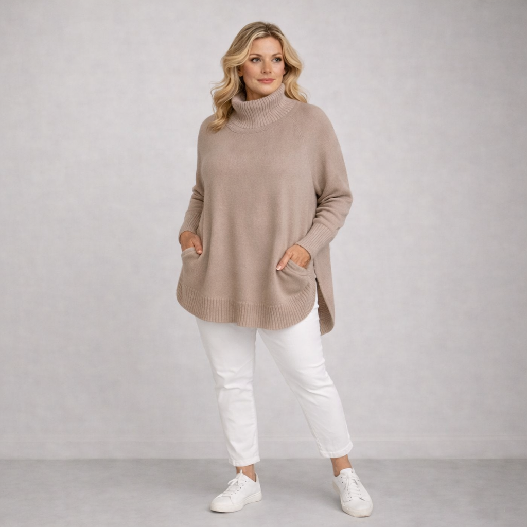Super Soft Polo Neck Jumper with Pockets