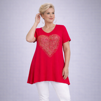Flared Hem Long Length Top with Gold Studded Heart