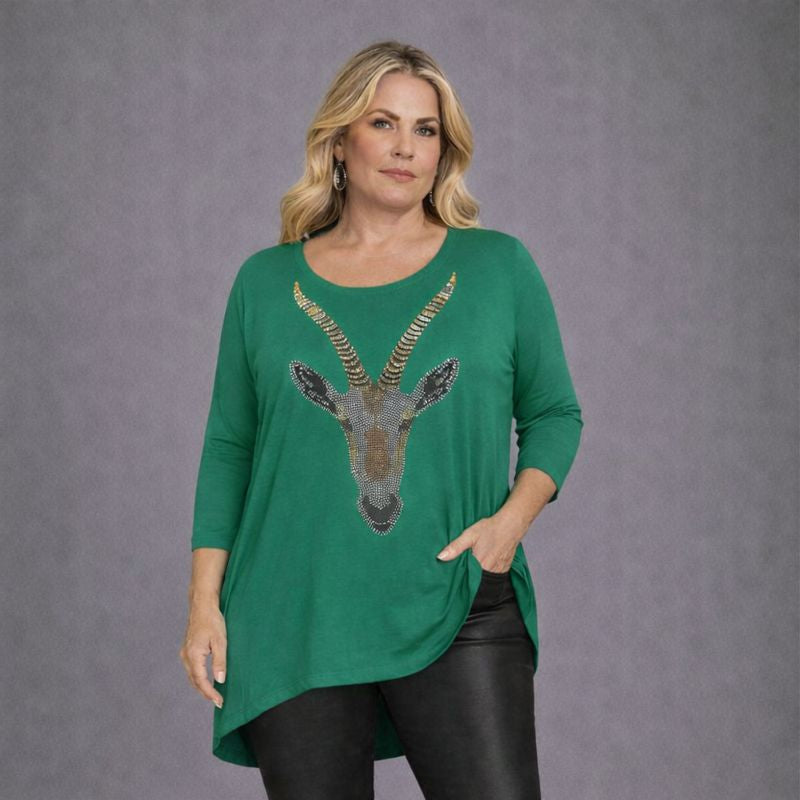 Dipped Hem Diamanté Gazelle Top