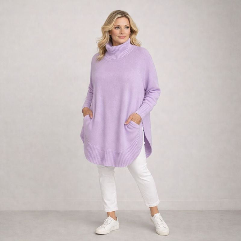 Super Soft Polo Neck Jumper with Pockets