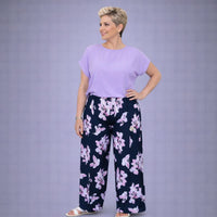 Lily Print Wide Leg Elastic Waist Palazzo Trousers