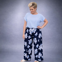 Lily Print Wide Leg Elastic Waist Palazzo Trousers