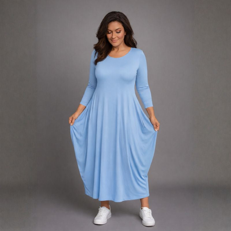 Long Sleeve Calf Length Dress