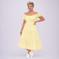 Off Shoulder Elastic Waist Gypsy Style Maxi Dress