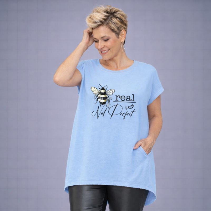 Bee Real Soft Cotton Cap Sleeve T-shirt With Pockets