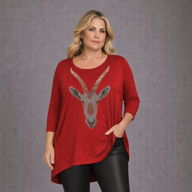 Dipped Hem Diamanté Gazelle Top